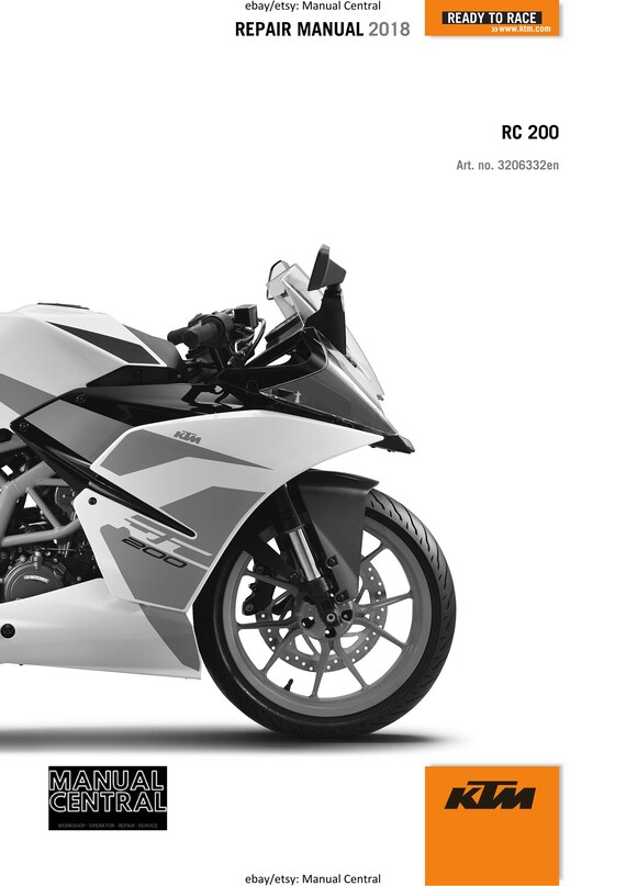 KTM 2018 - RC 200- Service Workshop Repair Manual