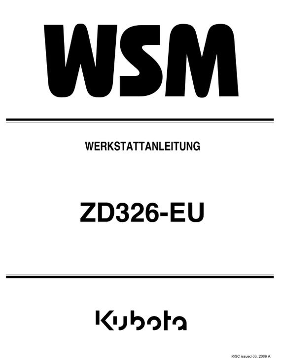 Kubota ZD326-EU - WERKSTATTANLEITUNG