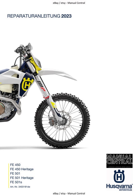 German Language - Husqvarna 2023 - FE FX 450 501 501s Heritage - Reparaturanleitung