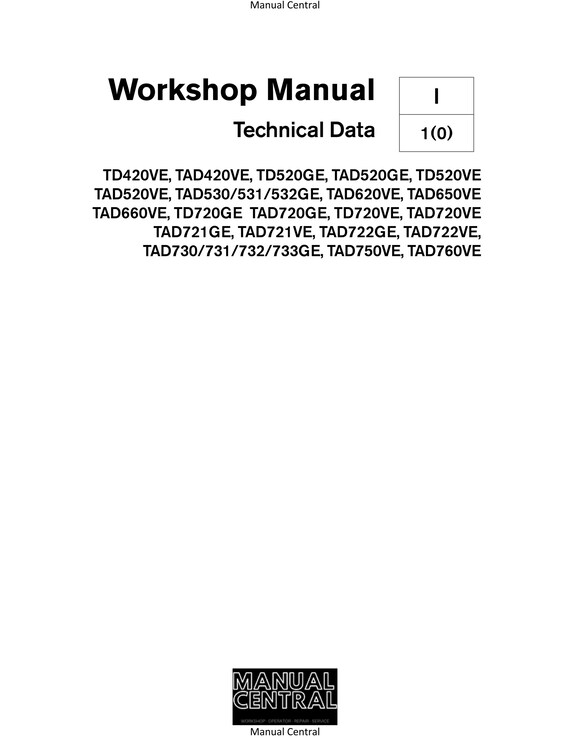 Volvo Penta - Technical Data - TD420 TAD420 TD520 TAD520 TAD530 TAD620 TAD650 TAD660 TD720 TAD720 TAD721 - Workshop Service Repair Manual