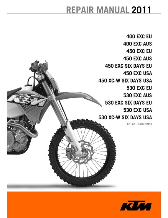 KTM 2011 - 400 450 530 Exc Xc-w Six Days - Service Workshop Repair Manual