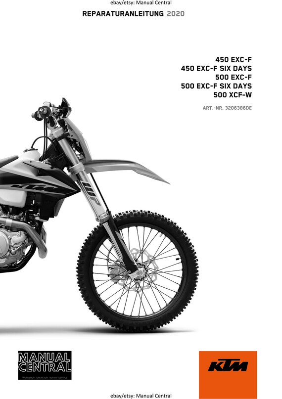 German Language - KTM 2020 - 450 500 Exc-f Six Days Xcf-w - Reparaturanleitung - Service Workshop Repair Manual