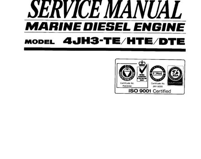 Yanmar Marine Diesel Engine - 4jh3-te 4jh3-hte 4jh3-dte 4jh3-tce - Service Workshop Repair Manual