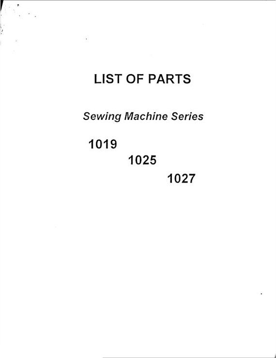 Singer - 1019 1025 1027 Parts Manual