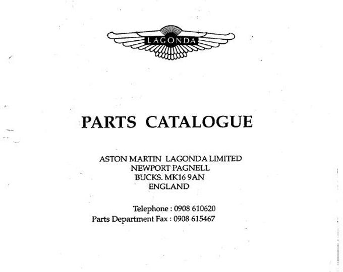 Aston Martin Lagonda Parts Manual