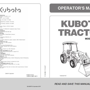 Kubota Tractor - L47TL M62TL - Operator Manual
