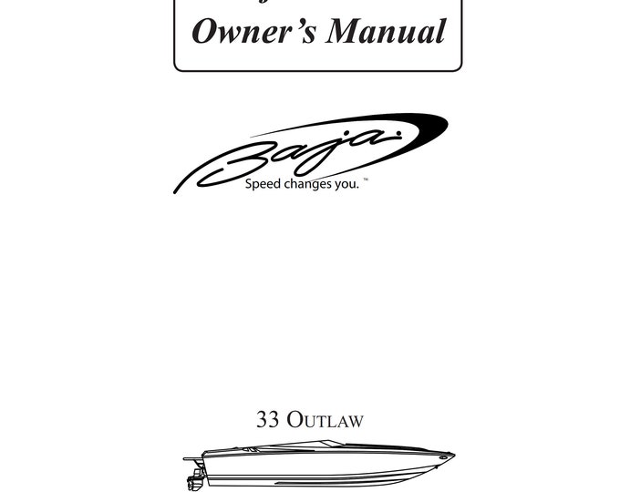 Baja Marine - 33 Outlaw - Owners Manual