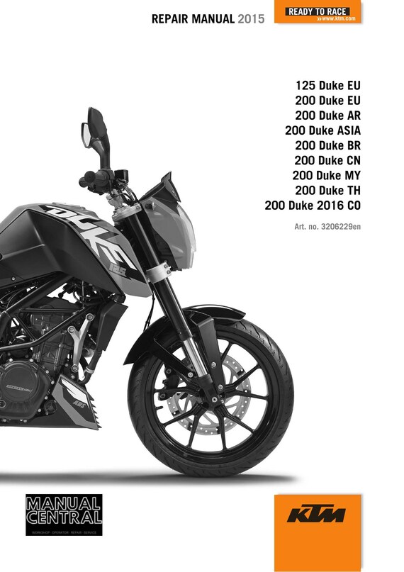 KTM 2015 - 125 200 Duke - Service Workshop Repair Manual