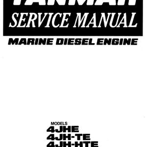 Puede incluir: Manual de servicio en blanco y negro para motores diésel marinos Yanmar. El manual cubre los modelos 4JHE, 4JH-TE, 4JH-HTE y 4JH-DTE.