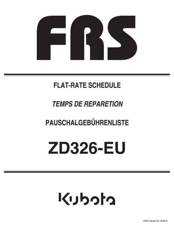 Kubota Flat Rate Schedule - ZD326-EU