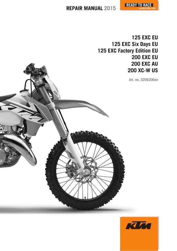 KTM 2015 - 125 200 Exc Six Days Factory Edition Xc-w - Service Workshop Repair Manual
