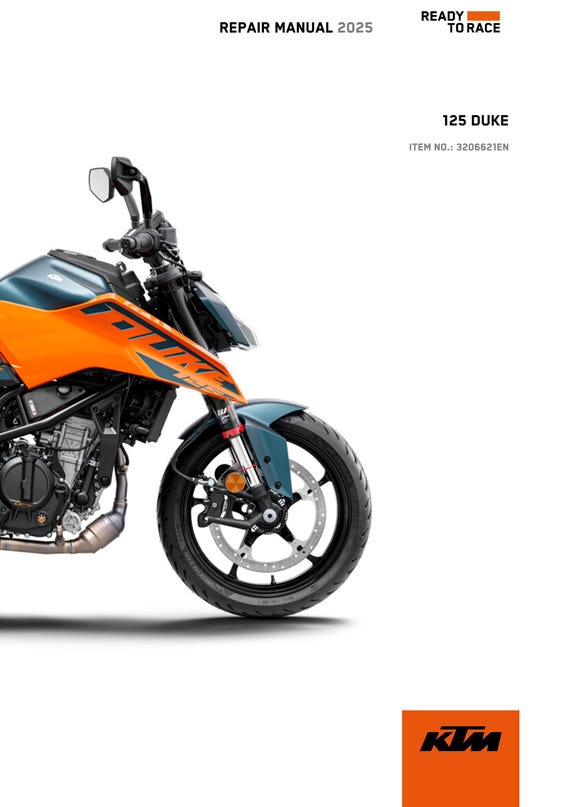 KTM 2025 - 125 DUKE - Service Workshop Repair Manual