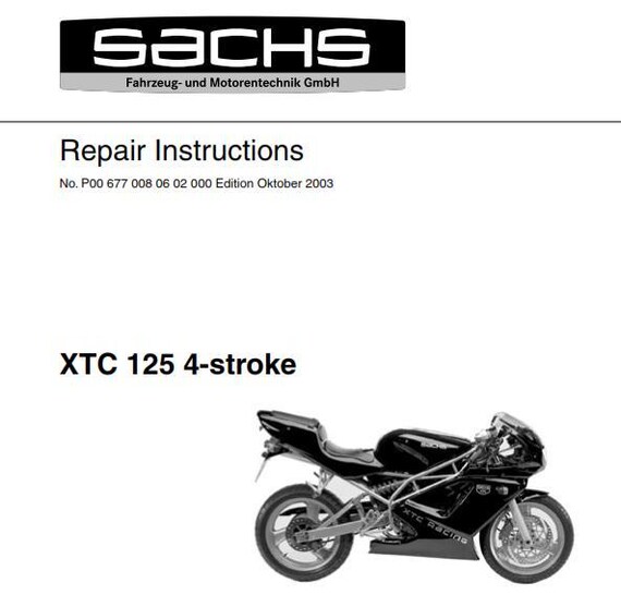 Sachs XTC 125 4 Stroke Workshop Service Repair Manual