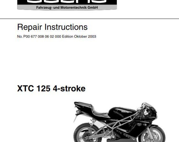 Sachs XTC 125 4 Stroke Workshop Service Repair Manual
