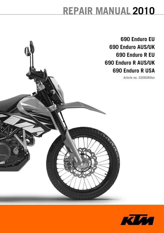 KTM 2010 - 690 Enduro R Eu Uk Usa Aus - Workshop Service Repair Manuals