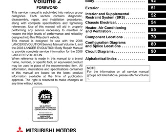 MITSUBISHI LANCER EVOLUTION IX 整備解説書 MITSUBISHI LANCER EVOLUTION IX 整備解説書 MITSUBISHI LANCER