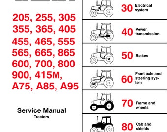 Valtra Tractor - 205 255 305 255 365 405 455 465 555 565 665 865 600 700 800 900 415M A75 A85 A95 - service workshop repair manual