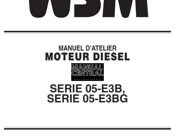 French Language - Kubota Diesel Engine -Serie 05-E3B 05-E3BG - Manuel D'Atelier - Moteur Diesel