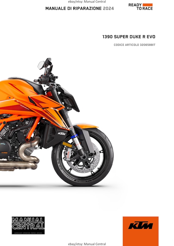 Italian Language - 2024 KTM - 1390 Super Duke R Evo - Manuale Di Riparazione