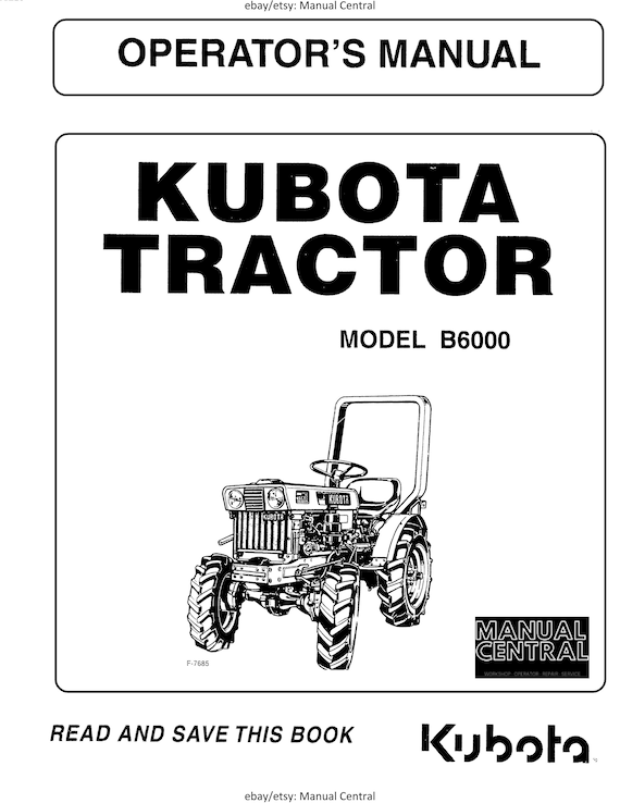 Kubota Tractor - B6000 - Operator Manual