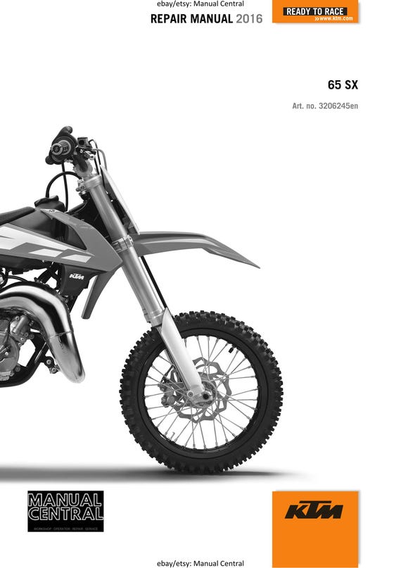 KTM 2016 - 65 SX - Service Workshop Repair Manual