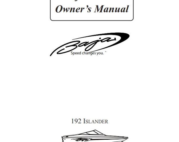 Baja Marine - 192 ISLANDER - Owners Manual