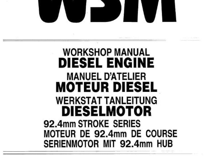 Kubota Diesel Engine - 92.4mm Stroke Series - Workshop Service Repair Manual