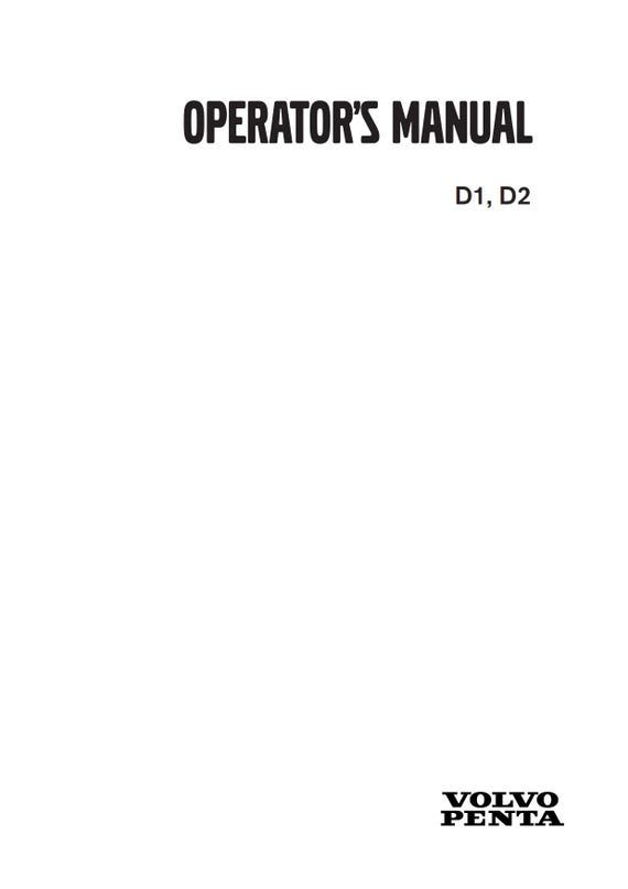 Volvo Penta - Owners Manual - D1 D2 Operator manual 2011