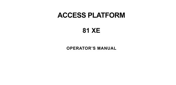 Manitou Access Platform - 81 XE - Operator Manual