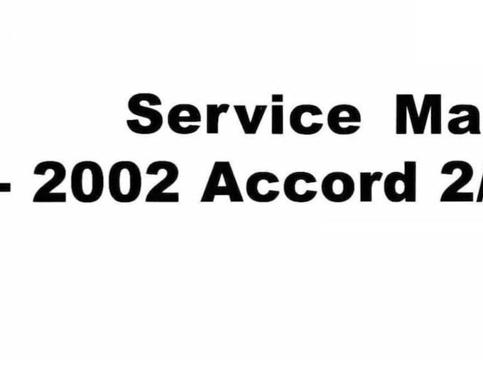 Honda Accord V6 1998 1999 2000 2001 2002  - Workshop Service Repair Manual