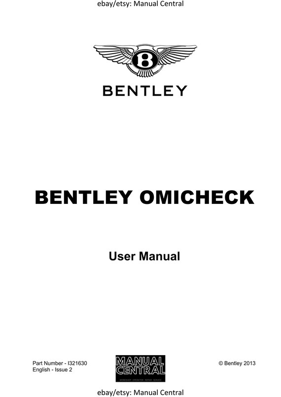 Bentley Omicheck User Manual - English Language