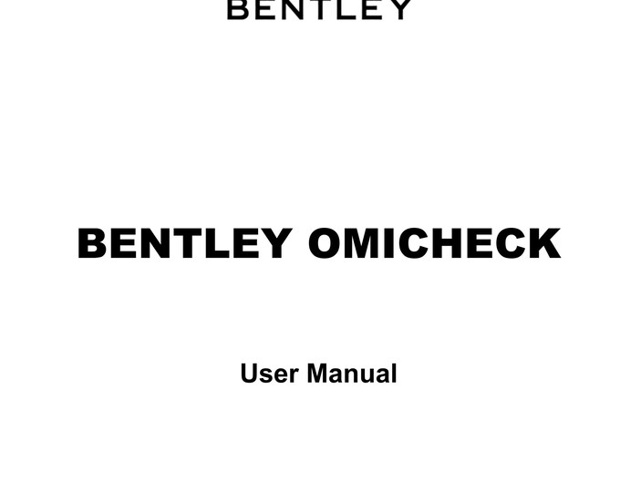 Bentley Omicheck User Manual - English Language