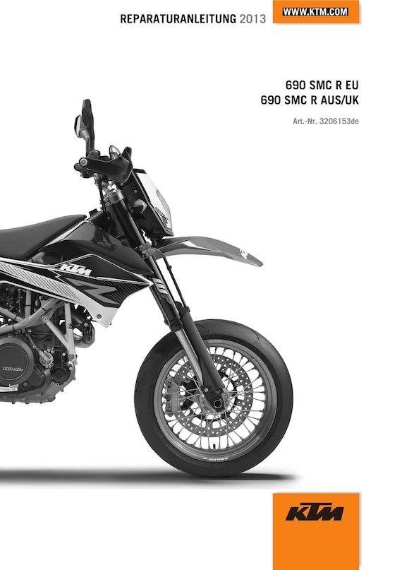 German Language - KTM 2013 - 690 SMC R Eu Aus UK - Reparaturanleitung - Service Workshop Repair Manual