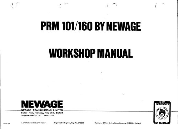 PRM - 101 160 - Workshop Service Repair Manual