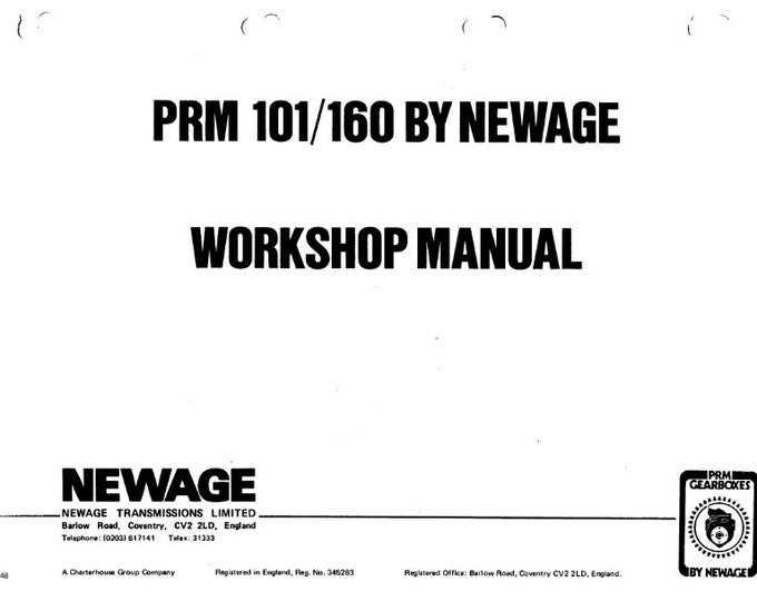 PRM - 101 160 - Workshop Service Repair Manual