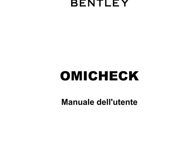 Bentley Omicheck User Manual - Italian Language