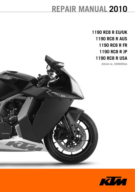 KTM 2010 - 1190 RC8 R Eu Aus Uk Jp Fr Usa - Workshop Service Repair Manuals