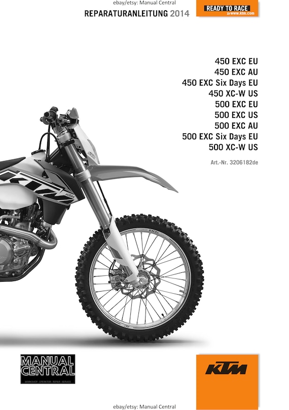 German Language - KTM 2014 - 450 500 Exc Six Days Xc-w - Reparaturanleitung - Service Workshop Repair Manual