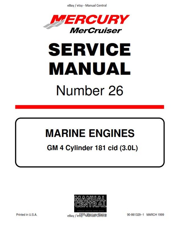 Mercury Mercruiser Service Manual 26 - Marine Engines GM 4 Cylinder 181 CID 3.0L