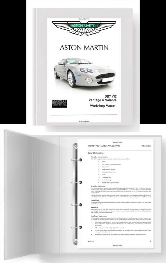 Printed - Aston Martin DB7 V12 Vantage and Volante Workshop Manual 1999 to 2003
