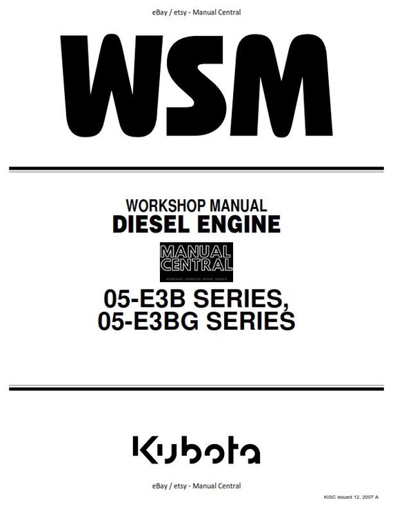 Kubota Diesel Engine -Serie 05-E3B 05-E3BG - Workshop Service Repair Manual