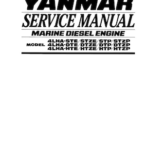 Puede incluir: Manual de servicio en blanco y negro para motores diésel marinos Yanmar. El manual cubre los modelos 4LHA-STE/STZE/STP/STZP, 4LHA-DTE/DTZE/DTP/DTZP y 4LHA-HTE/HTZE/HTP/HTZP.
