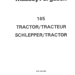 Massey Ferguson - MF165 MF 165 Tractor Parts Manual