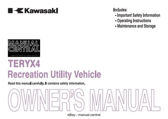 Kawasaki TERYX4 Recreation Utility Vehicle - Owners Manual - KRT800AE KRT800BE KRT800CE KRT800DE