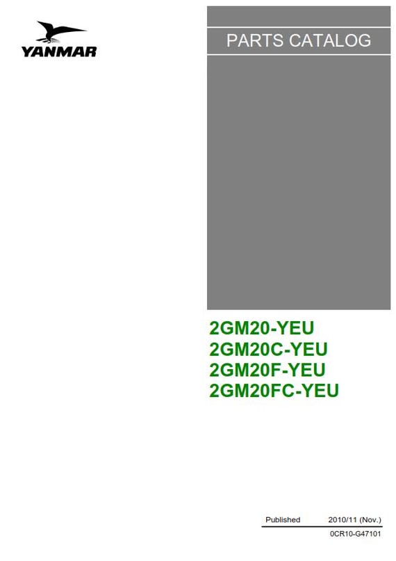 Yanmar Diesel Engine 2GM20-yeu  2GM20C-YEU  2GM20F-YEU  2GM20FC-YEU Parts Manual