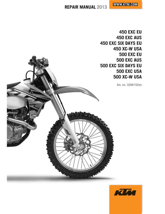 KTM 2013 - 450 500 Exc Six Days Xc-w - Workshop Service Repair Manuals