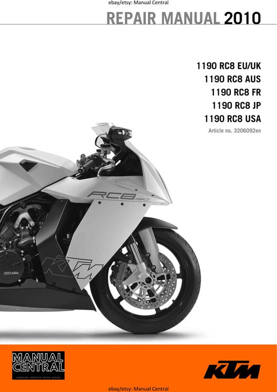 KTM 2010 - 1190 RC8 Eu Aus Uk Jp Fr - Workshop Service Repair Manuals