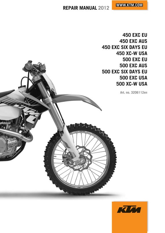KTM 2012 - 450 500 Exc Six Days Xc-w  - Workshop Service Repair Manual