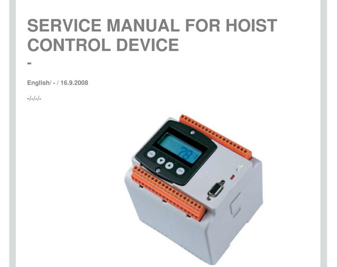 Konecranes - Hoist Control Device - Workshop Service Repair Manual
