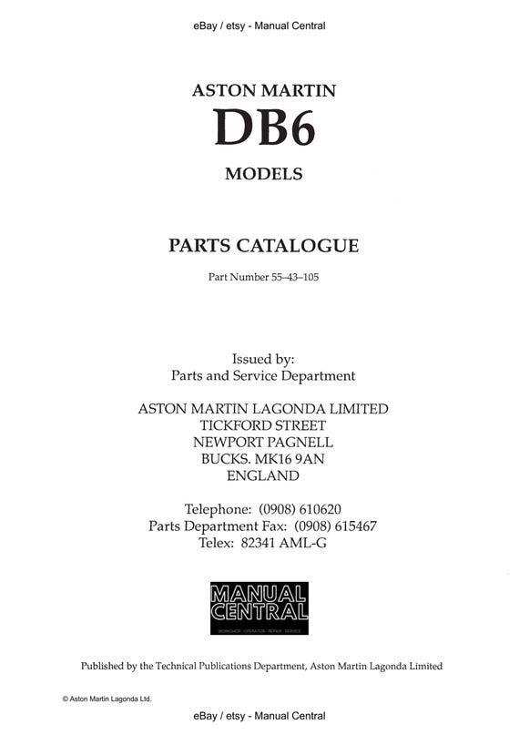 Aston Martin DB6 Parts Manual